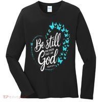 Be Still God Butterfly Heart Christian Apparel Women's Long Sleeve Shirt thumb 0