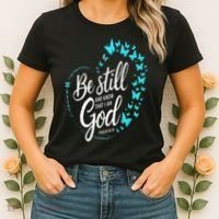 Be Still God Butterfly Heart Christian Apparel Women's T-Shirt thumb 2