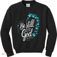 Be Still God Butterfly Heart Christian Apparel Kids Sweatshirt thumb 0