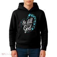 Be Still God Butterfly Heart Christian Apparel Kids Hoodie thumb 4