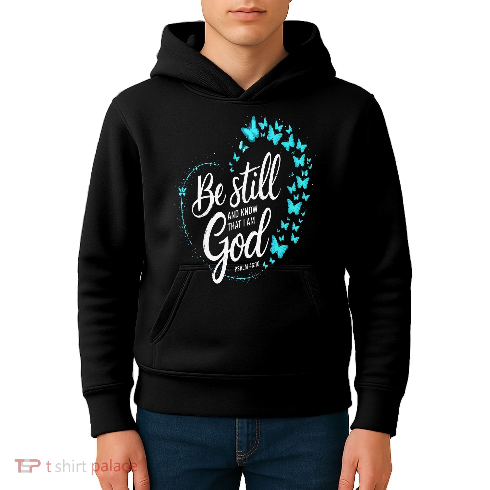 Be Still God Butterfly Heart Christian Apparel Kids Hoodie