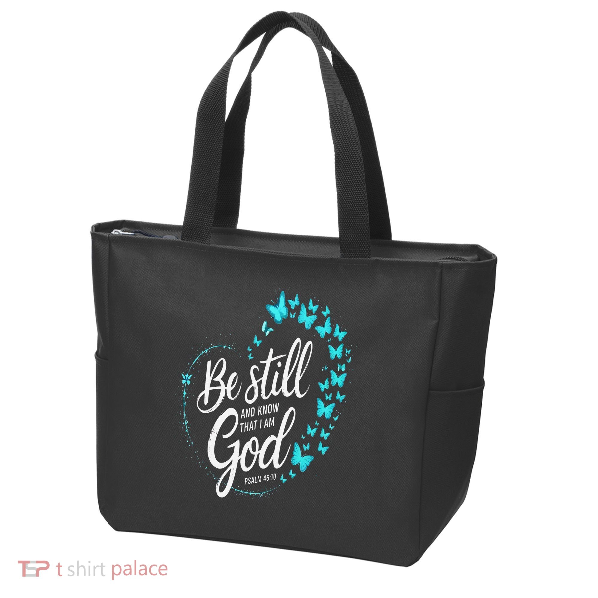 Be Still God Butterfly Heart Christian Apparel Tote Bag
