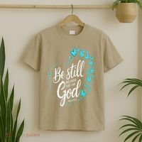 Be Still God Butterfly Heart Christian Apparel T-Shirt thumb 2