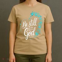 Be Still God Butterfly Heart Christian Apparel T-Shirt thumb 4