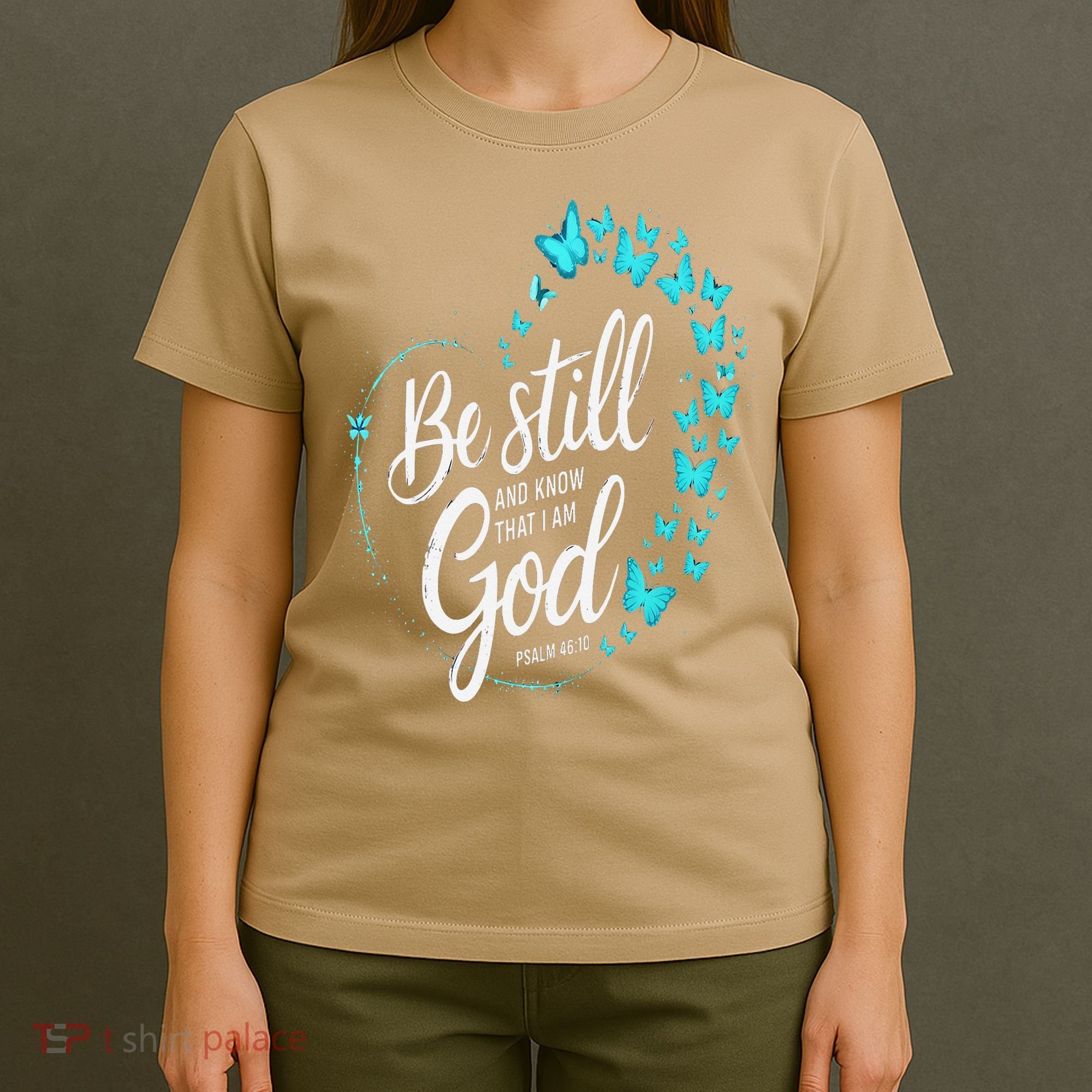 Be Still God Butterfly Heart Christian Apparel T-Shirt