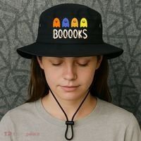 Books Spooky Ghost Funny Halloween Bucket Hat thumb 3
