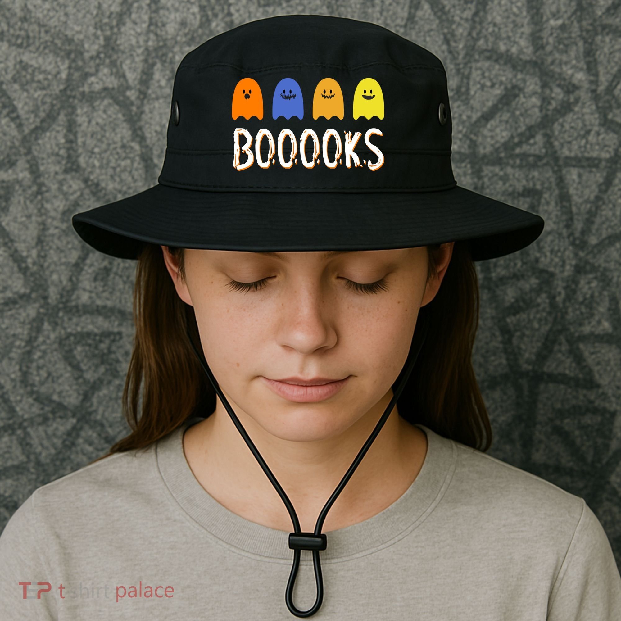 Books Spooky Ghost Funny Halloween Bucket Hat