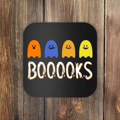 Books Spooky Ghost Funny Halloween Coaster