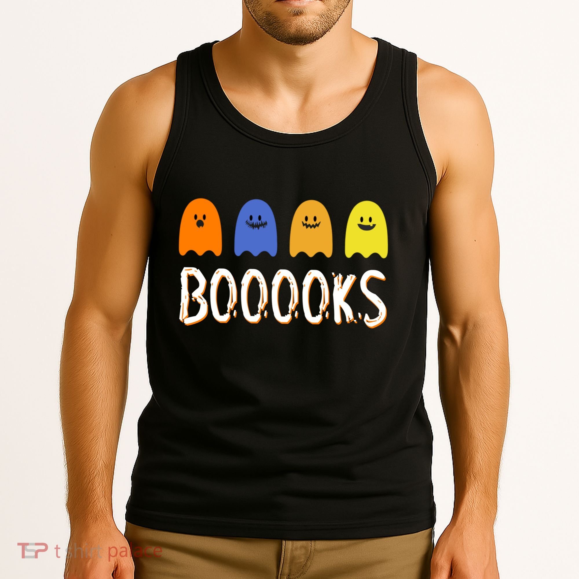 Books Spooky Ghost Funny Halloween Tank Top