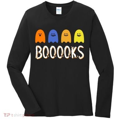 Books Spooky Ghost Funny Halloween Women's Long Sleeve Shirt