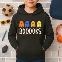Books Spooky Ghost Funny Halloween Kids Hoodie thumb 2