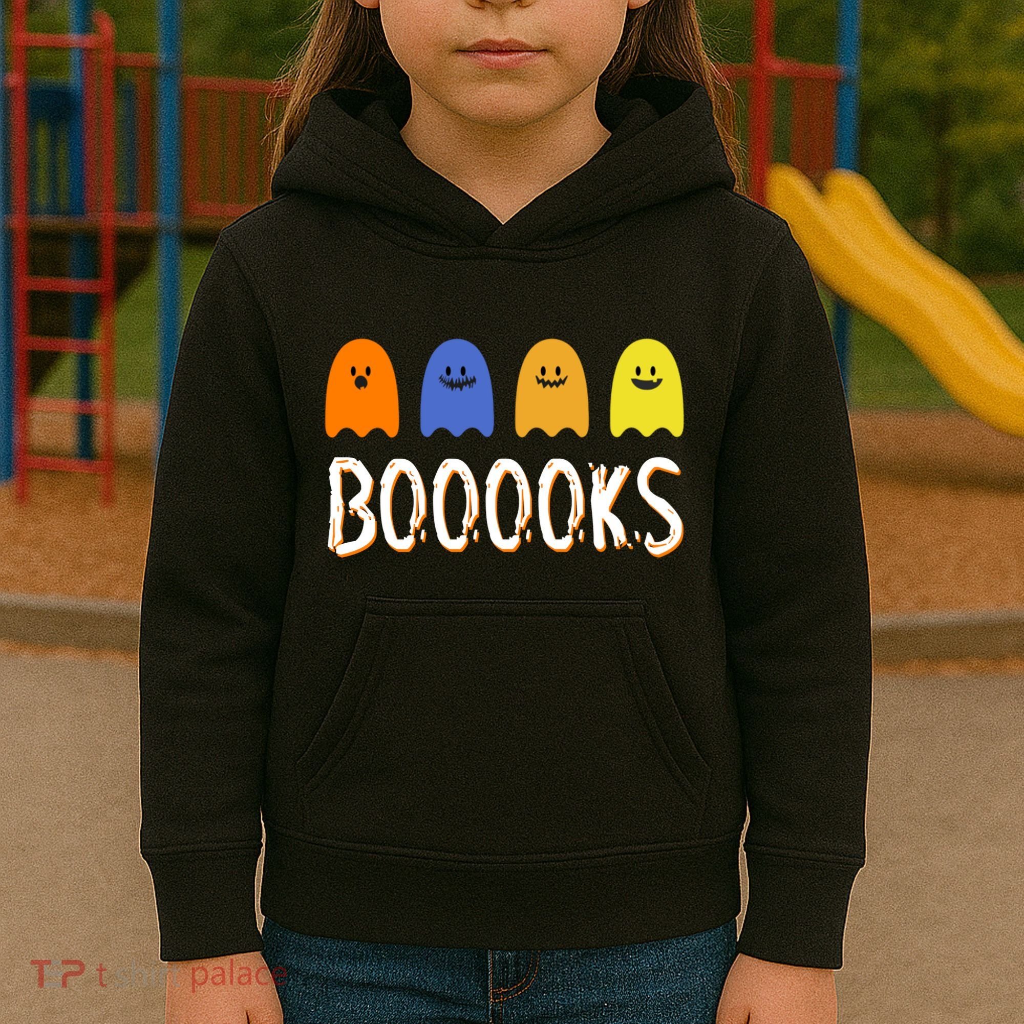 Books Spooky Ghost Funny Halloween Kids Hoodie