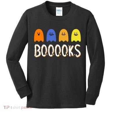 Books Spooky Ghost Funny Halloween Kids Long Sleeve Shirt