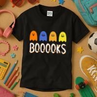 Books Spooky Ghost Funny Halloween Kids T-Shirt thumb 3