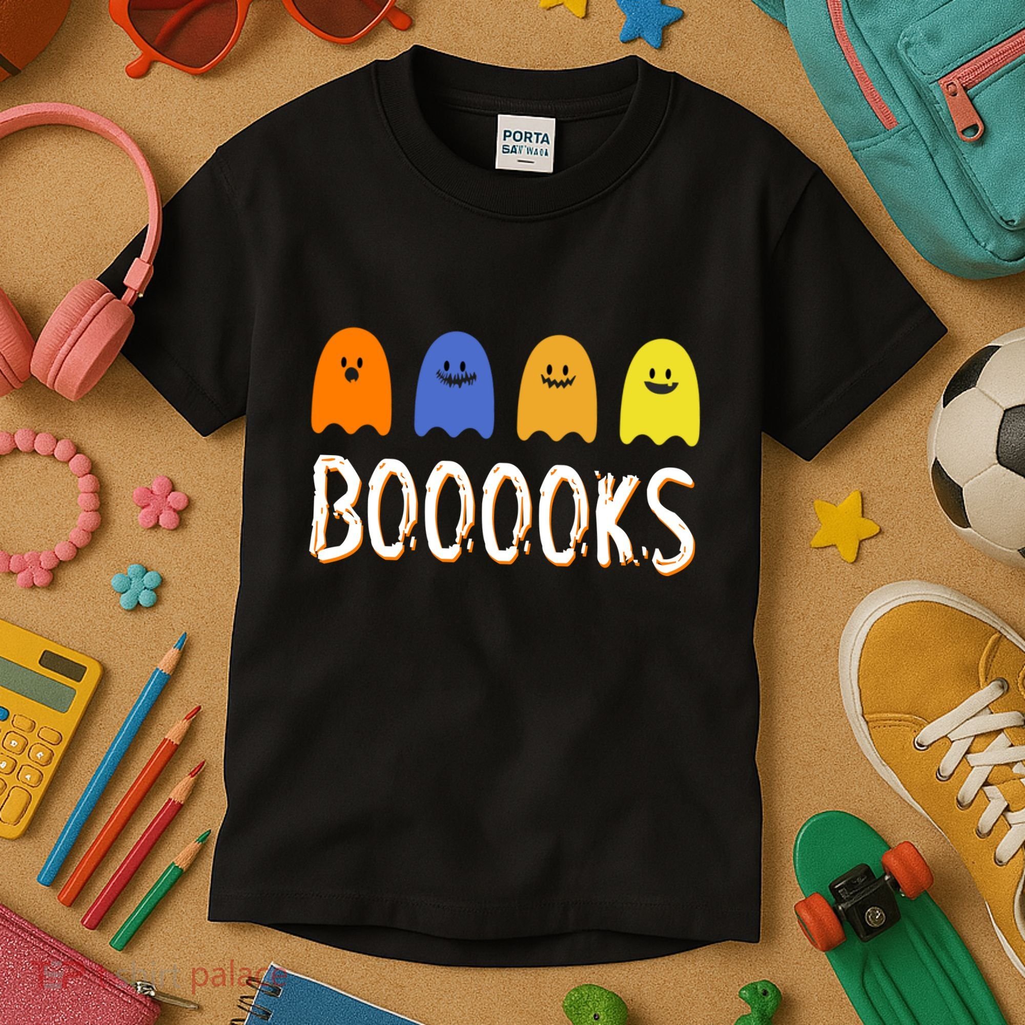 Books Spooky Ghost Funny Halloween Kids T-Shirt