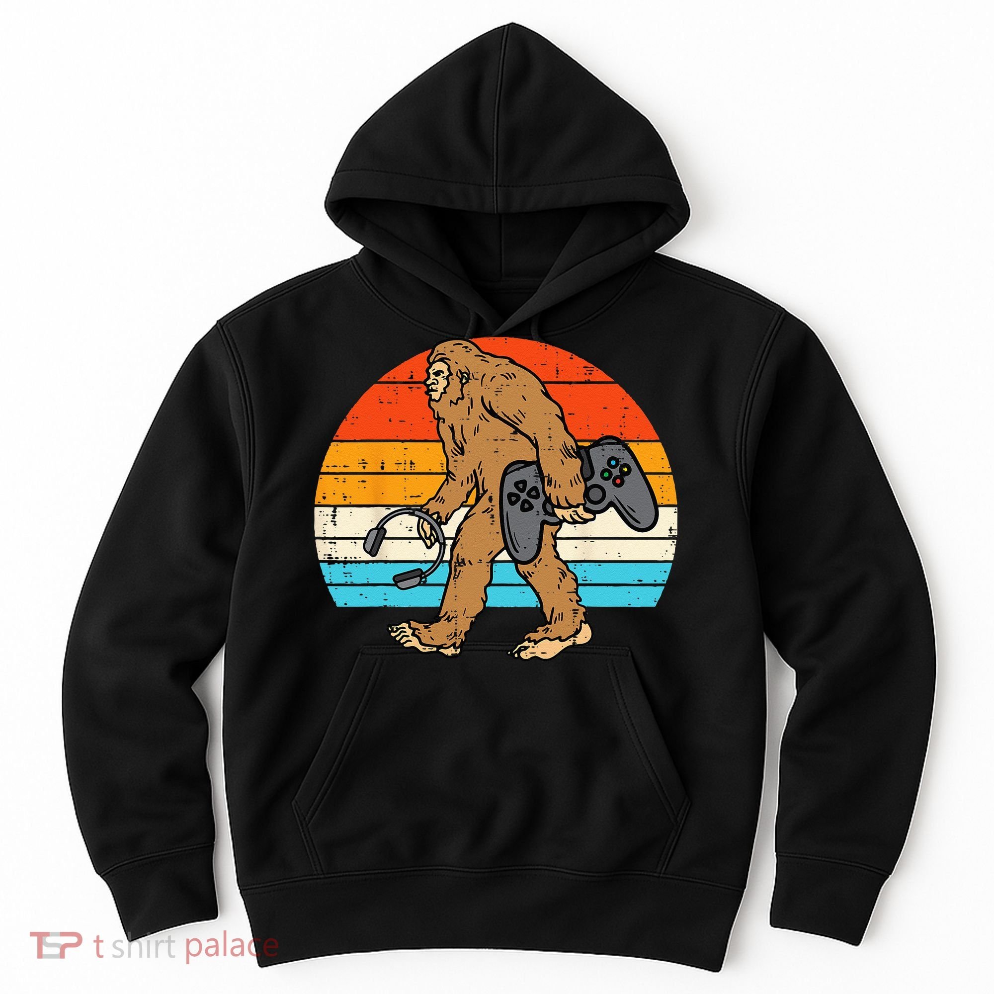 Bigfoot Sasquatch Gamer Retro Gaming Hoodie