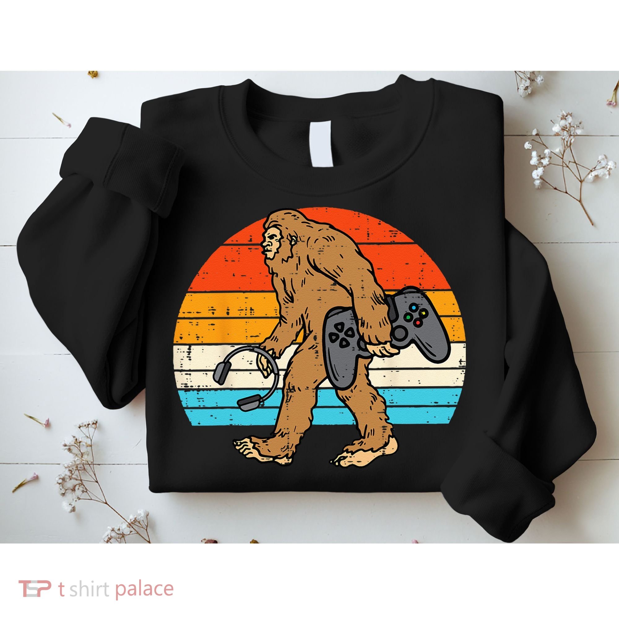 Bigfoot Sasquatch Gamer Retro Gaming Sweatshirt