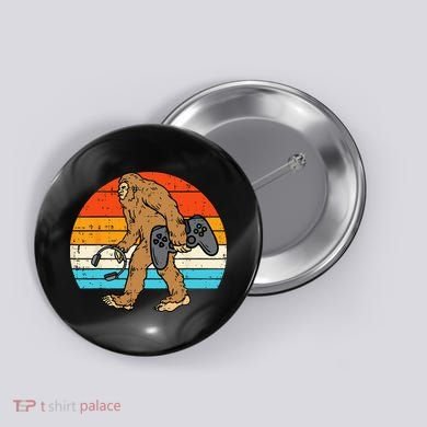 Bigfoot Sasquatch Gamer Retro Gaming Button