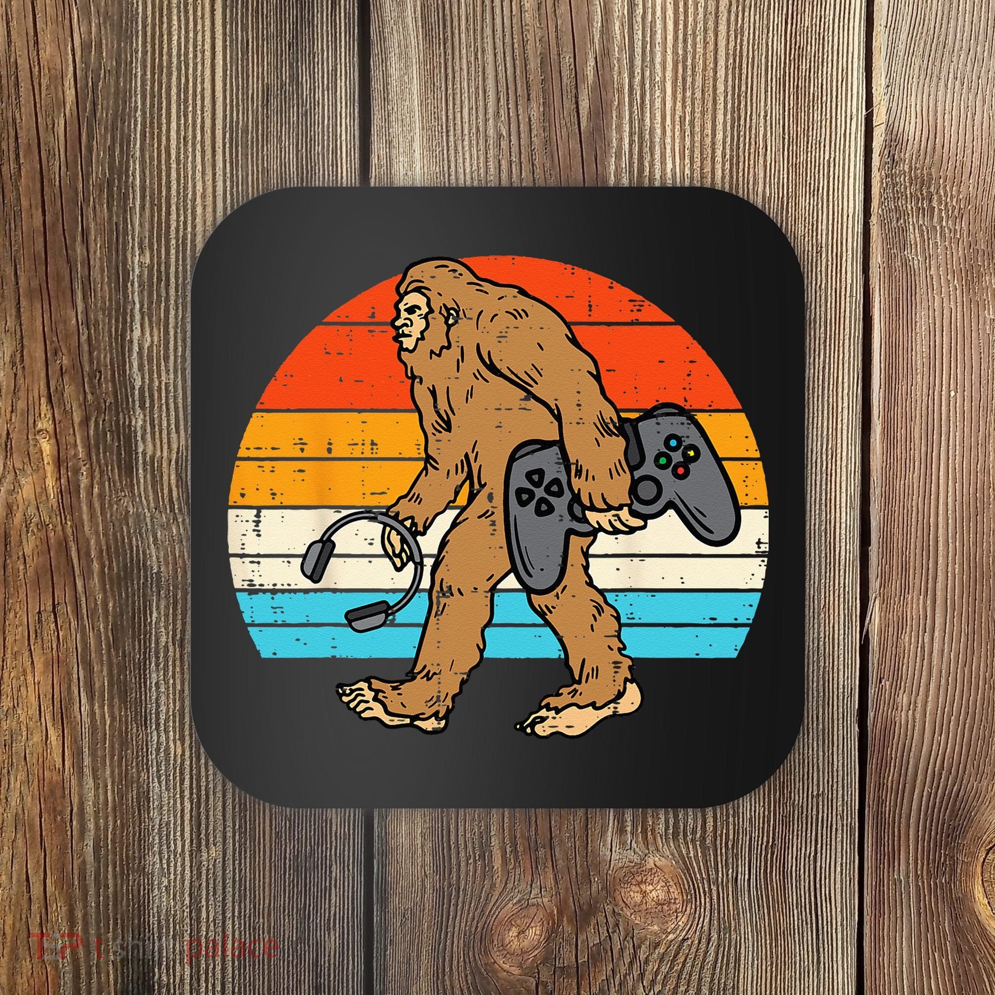 Bigfoot Sasquatch Gamer Retro Gaming Coaster