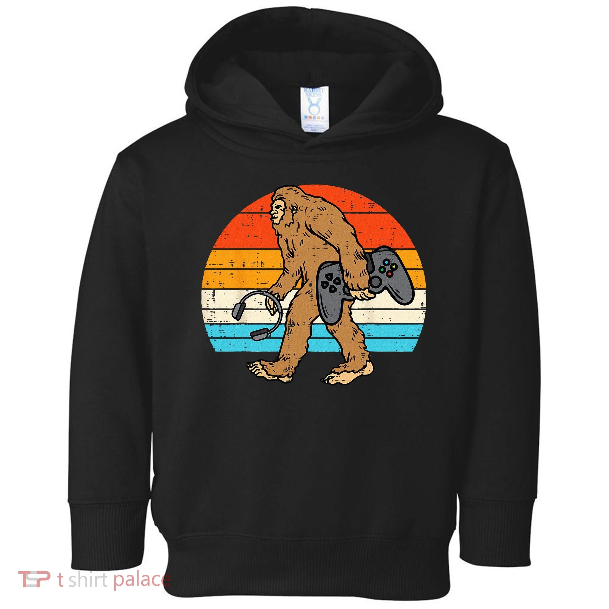 Bigfoot Sasquatch Gamer Retro Gaming Toddler Hoodie