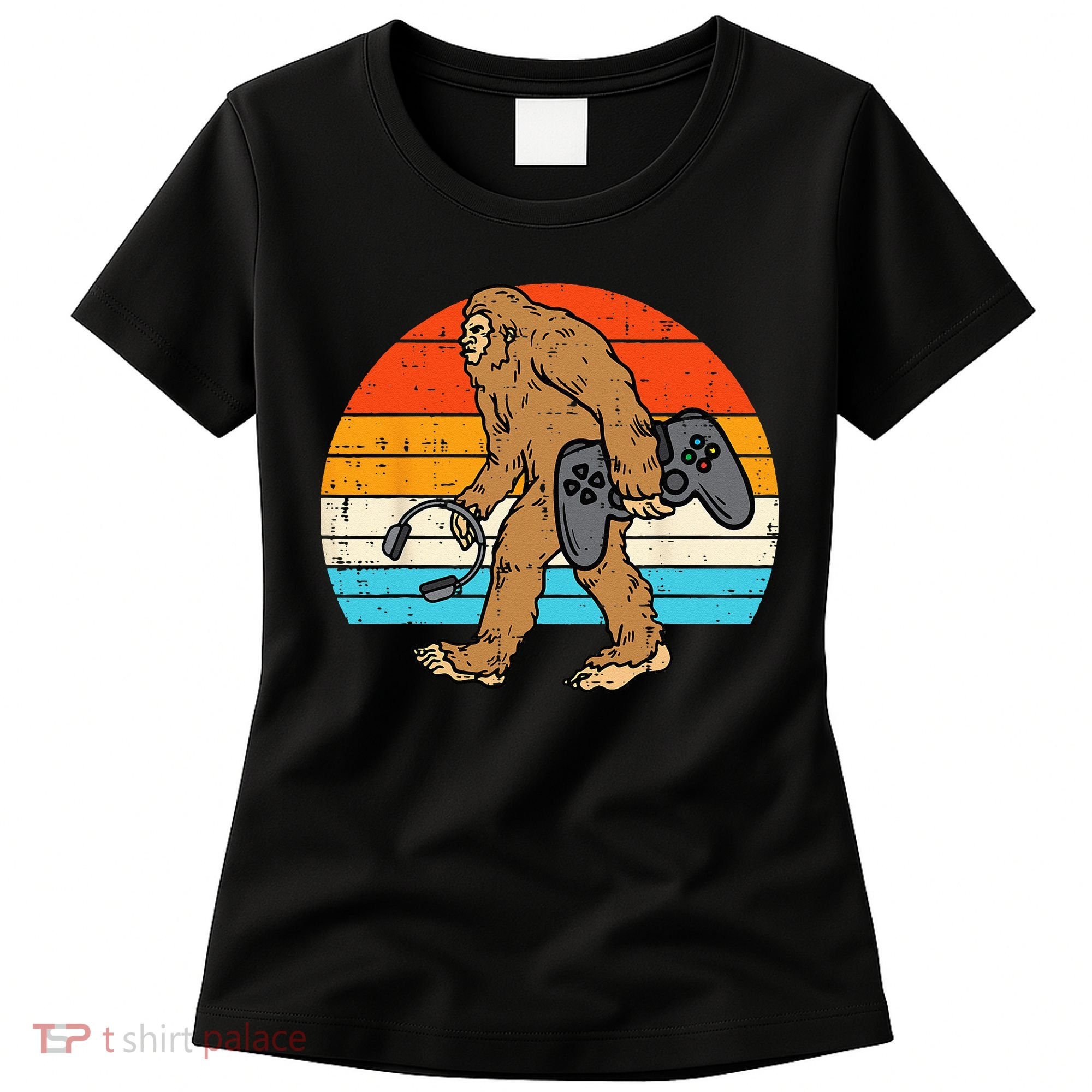 Bigfoot Sasquatch Gamer Retro Gaming Women's T-Shirt