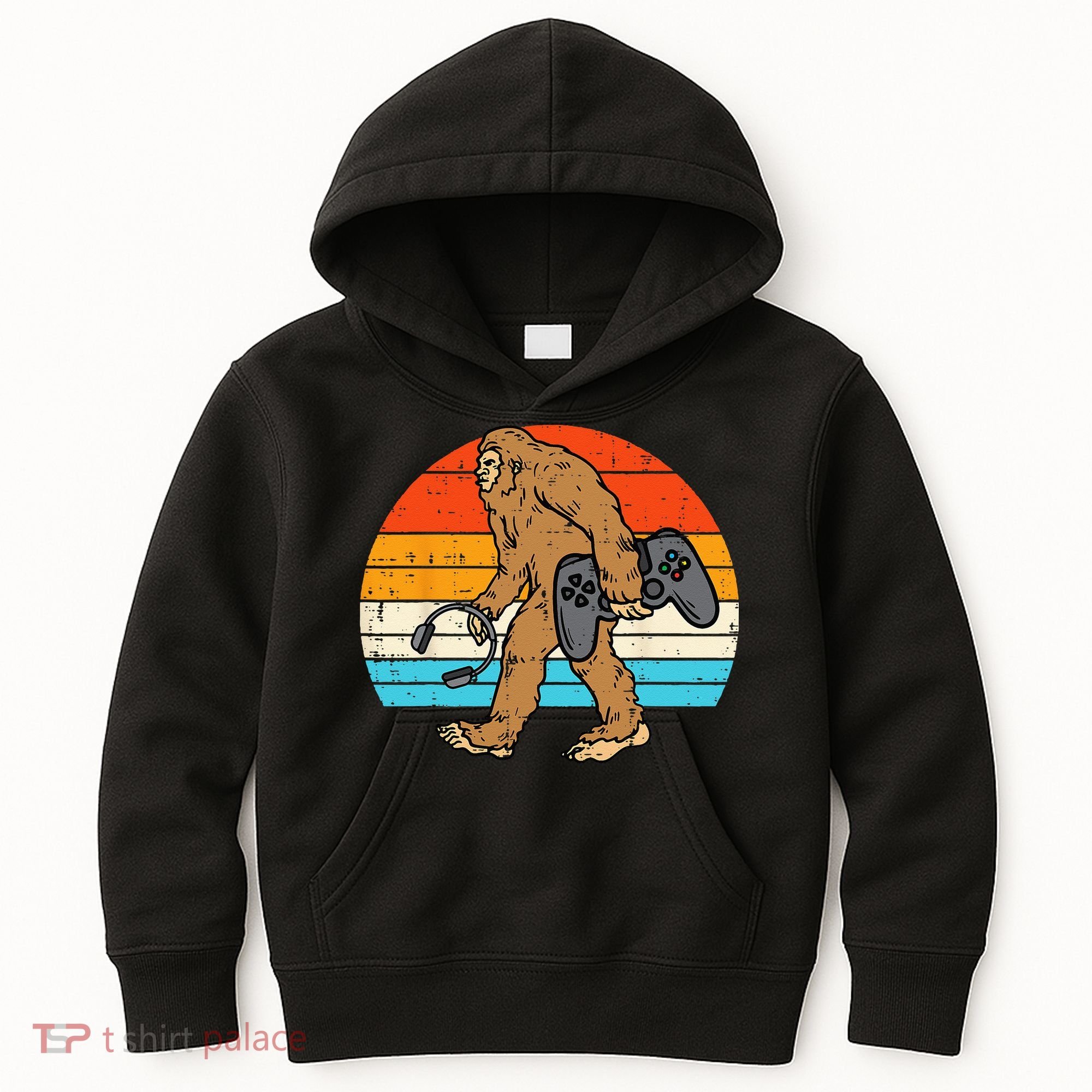 Bigfoot Sasquatch Gamer Retro Gaming Kids Hoodie