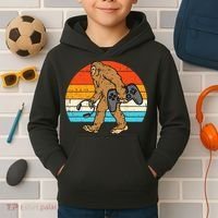 Bigfoot Sasquatch Gamer Retro Gaming Kids Hoodie thumb 2