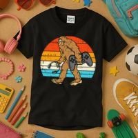 Bigfoot Sasquatch Gamer Retro Gaming Kids T-Shirt thumb 3