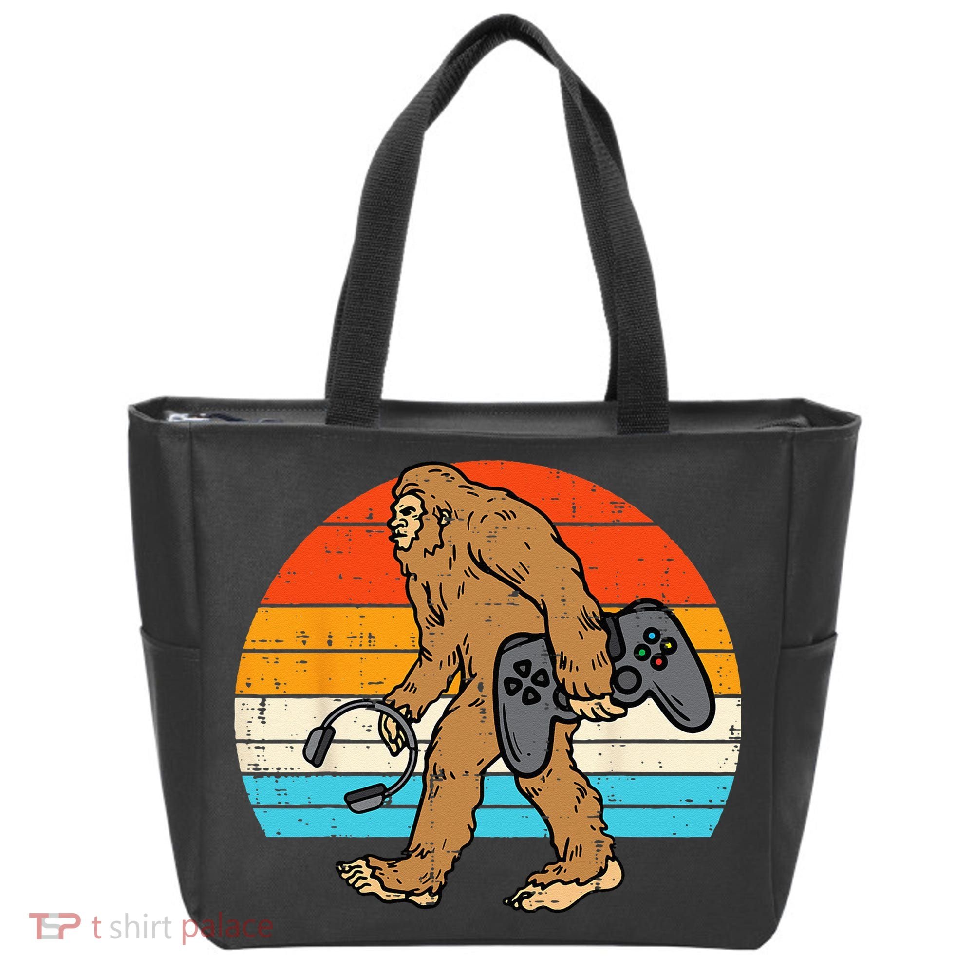 Bigfoot Sasquatch Gamer Retro Gaming Tote Bag
