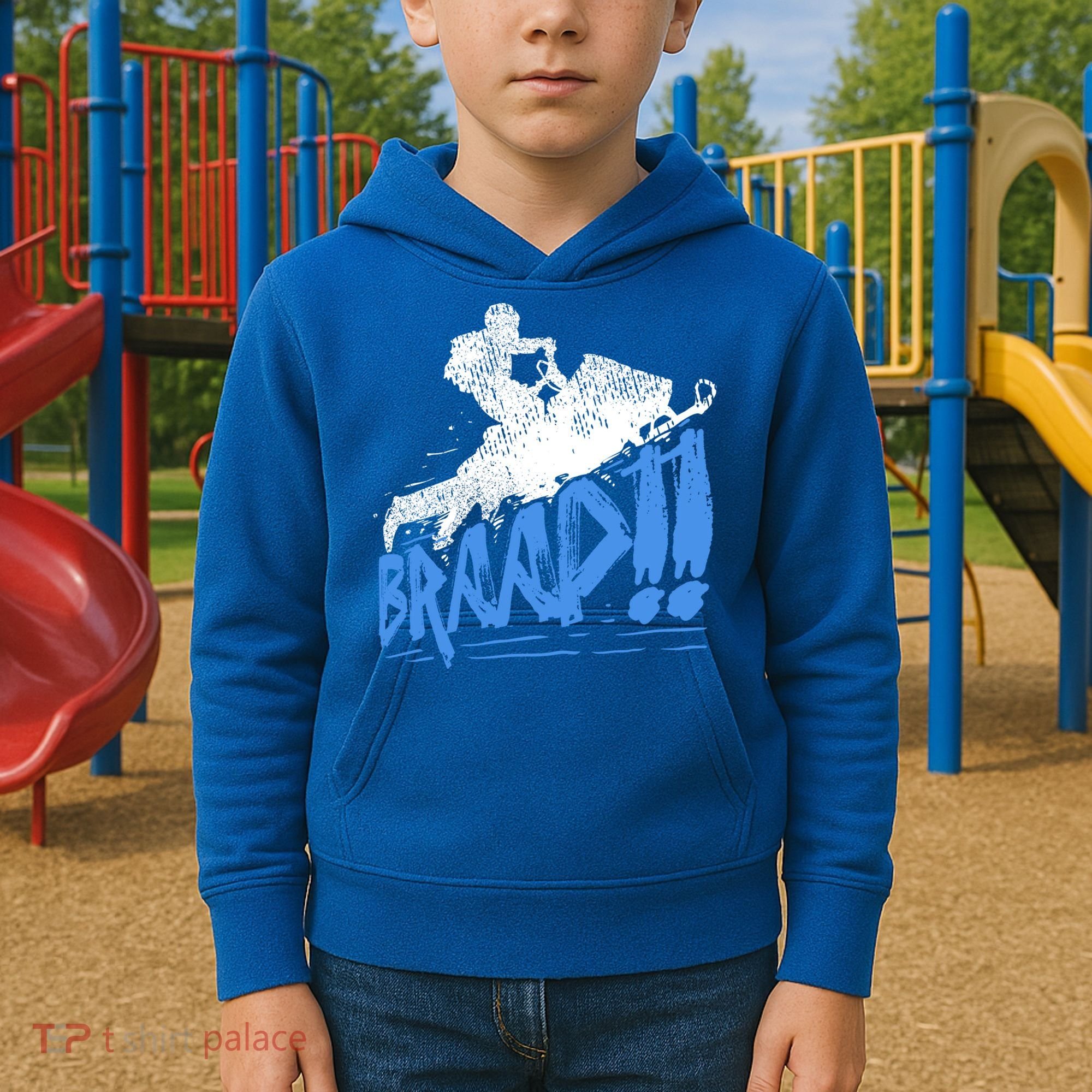 Braap Snowmobiling Gift Cool Snowmobile Driver Great Gift Kids Hoodie