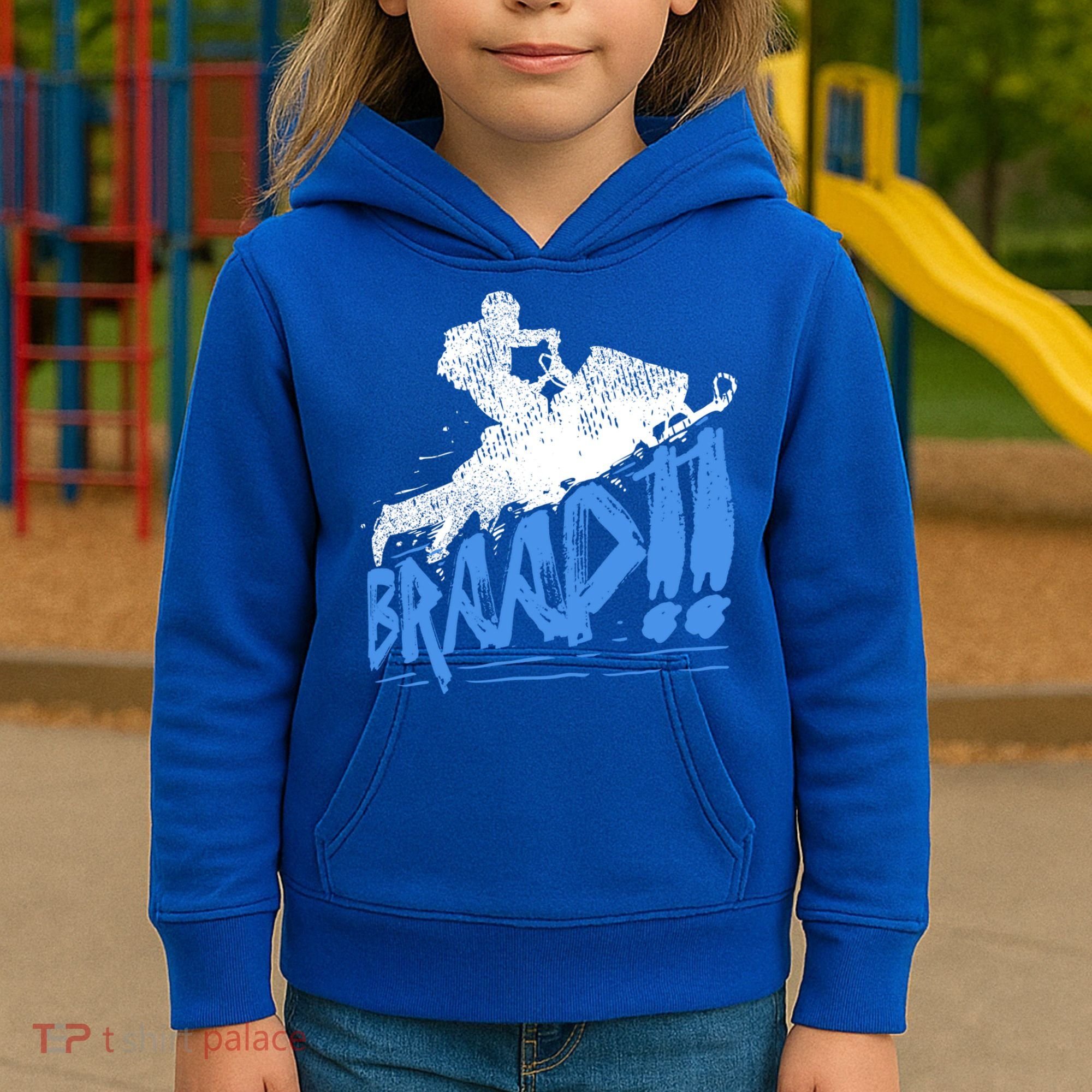 Braap Snowmobiling Gift Cool Snowmobile Driver Great Gift Kids Hoodie
