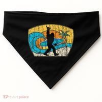 Bigfoot Surfing Gift For Shaka Aloha Surfer Dude USA-Made Doggie Bandana thumb 0