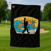 Bigfoot Surfing Gift For Shaka Aloha Surfer Dude Golf Towel thumb 1