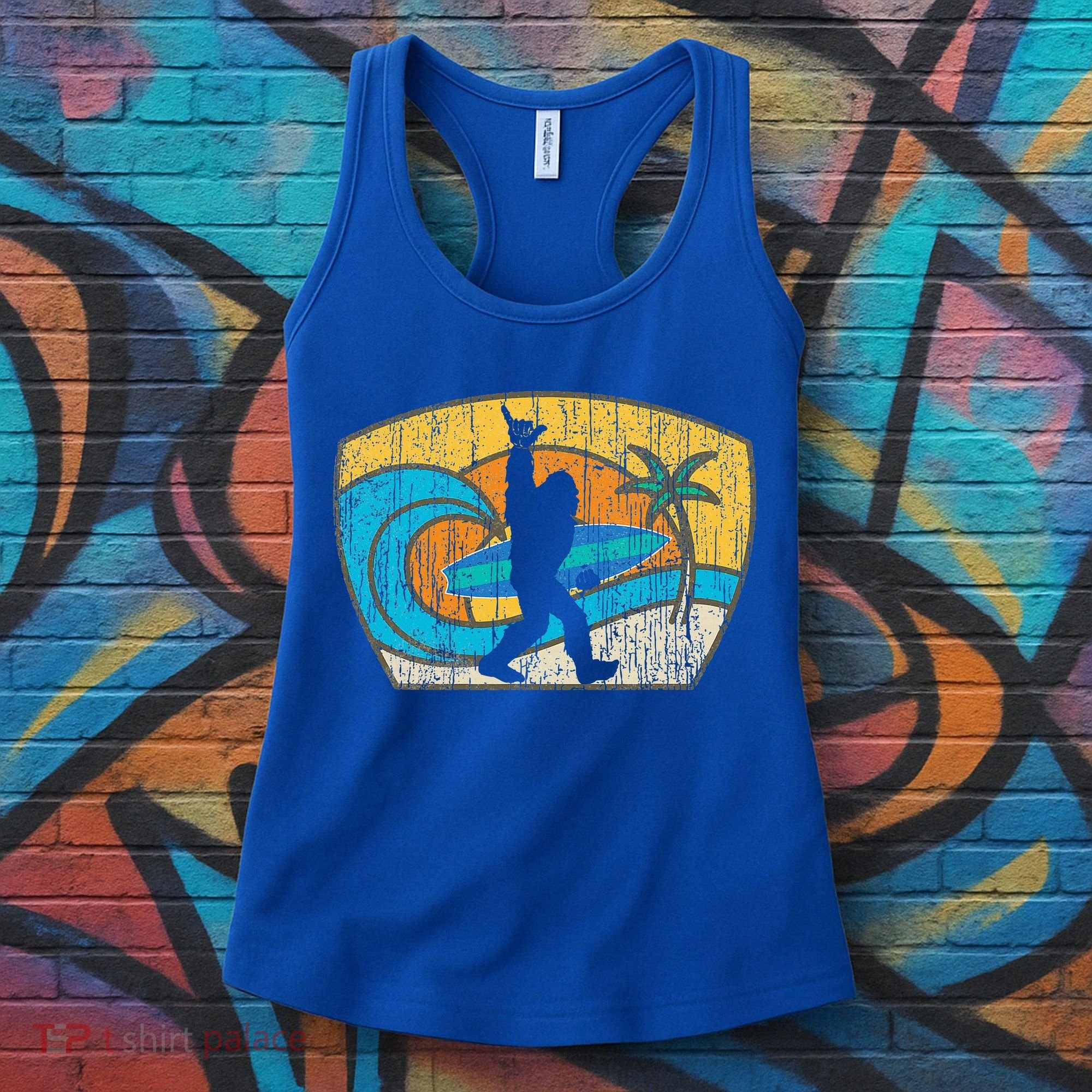 Bigfoot Surfing Gift For Shaka Aloha Surfer Dude Women's Tank Top