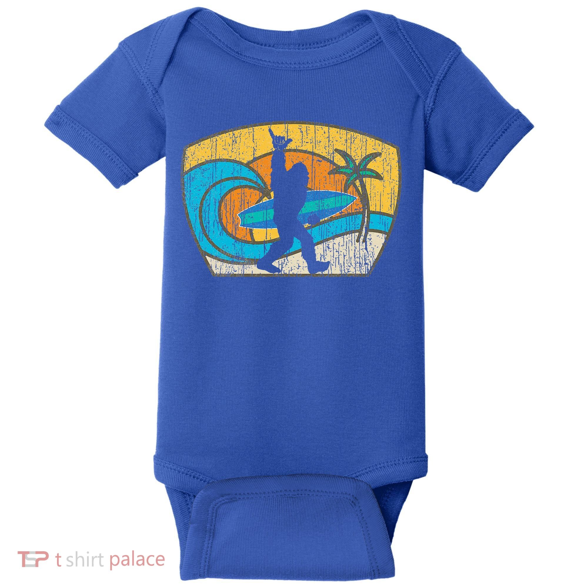 Bigfoot Surfing Gift For Shaka Aloha Surfer Dude Baby Bodysuit