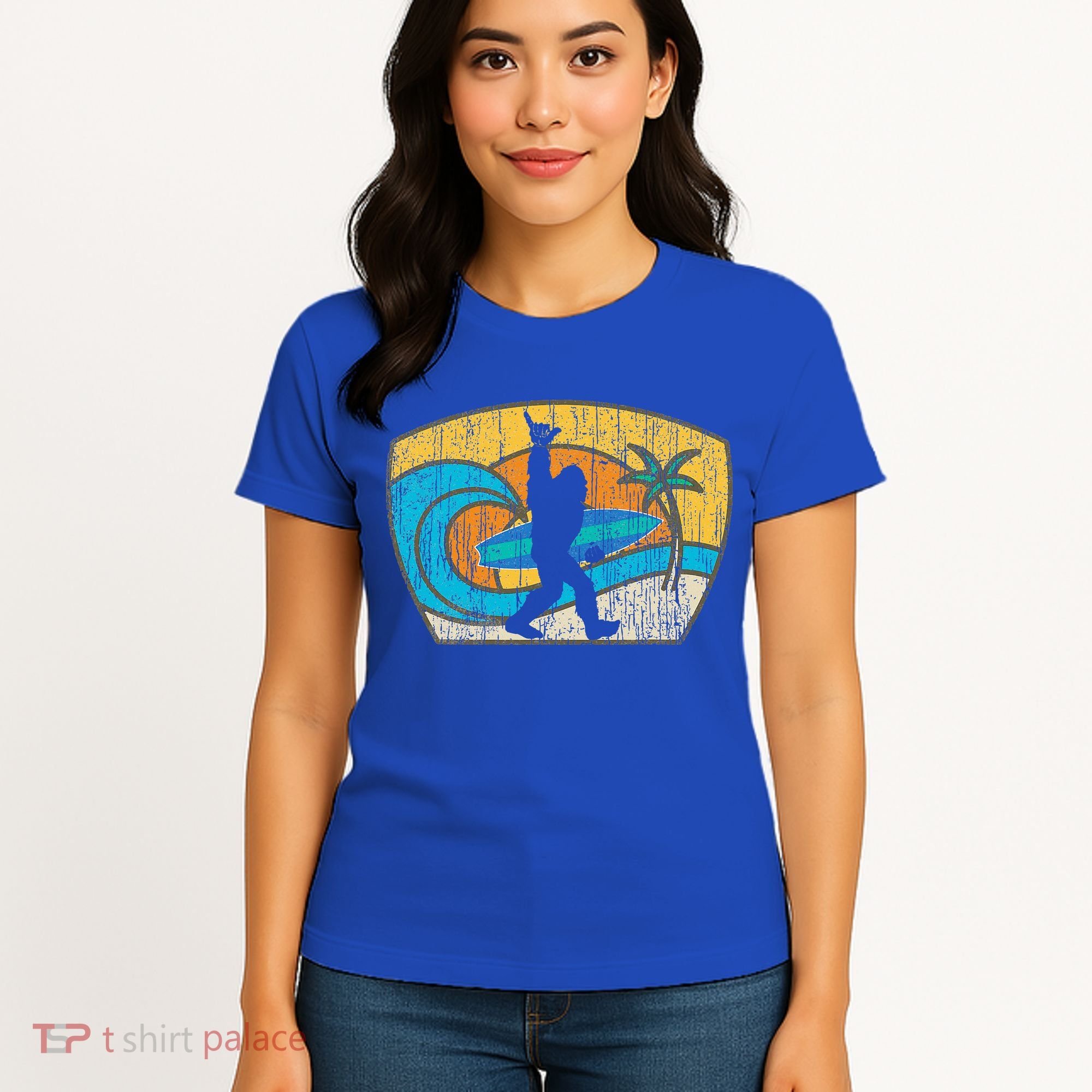 Bigfoot Surfing Gift For Shaka Aloha Surfer Dude Women's T-Shirt