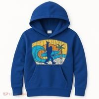 Bigfoot Surfing Gift For Shaka Aloha Surfer Dude Kids Hoodie thumb 0
