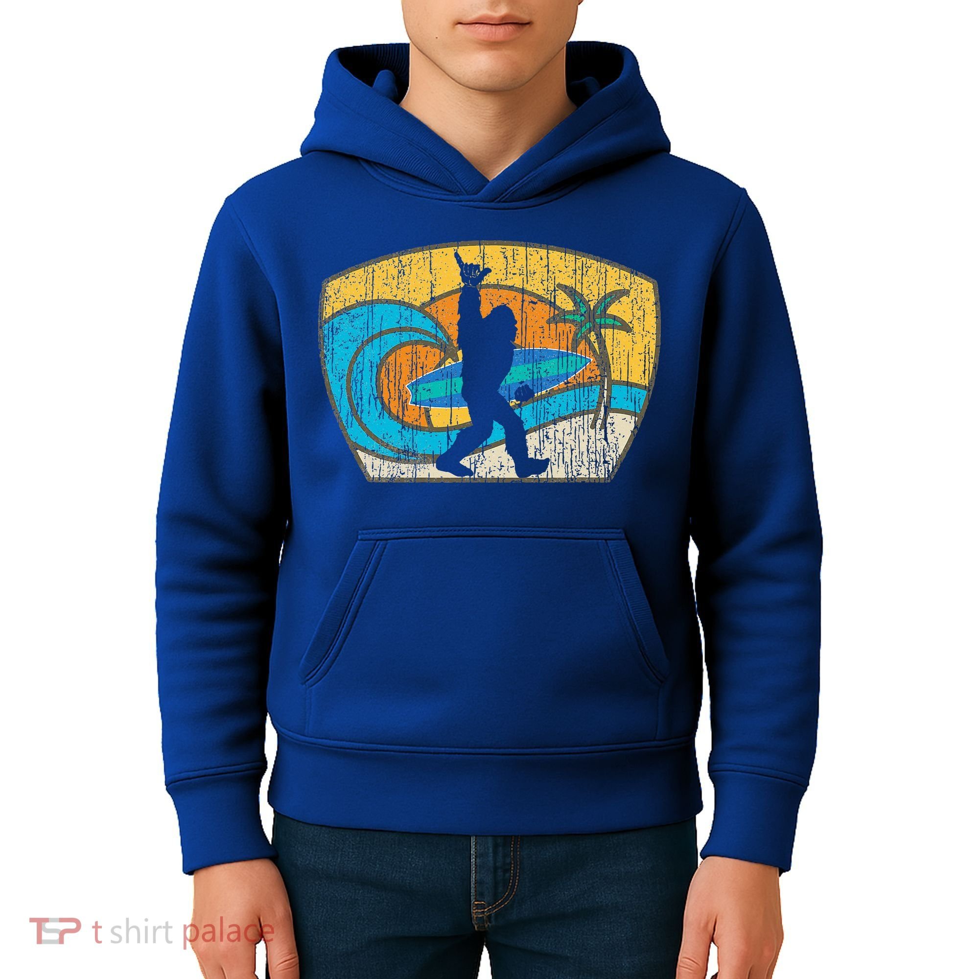 Bigfoot Surfing Gift For Shaka Aloha Surfer Dude Kids Hoodie