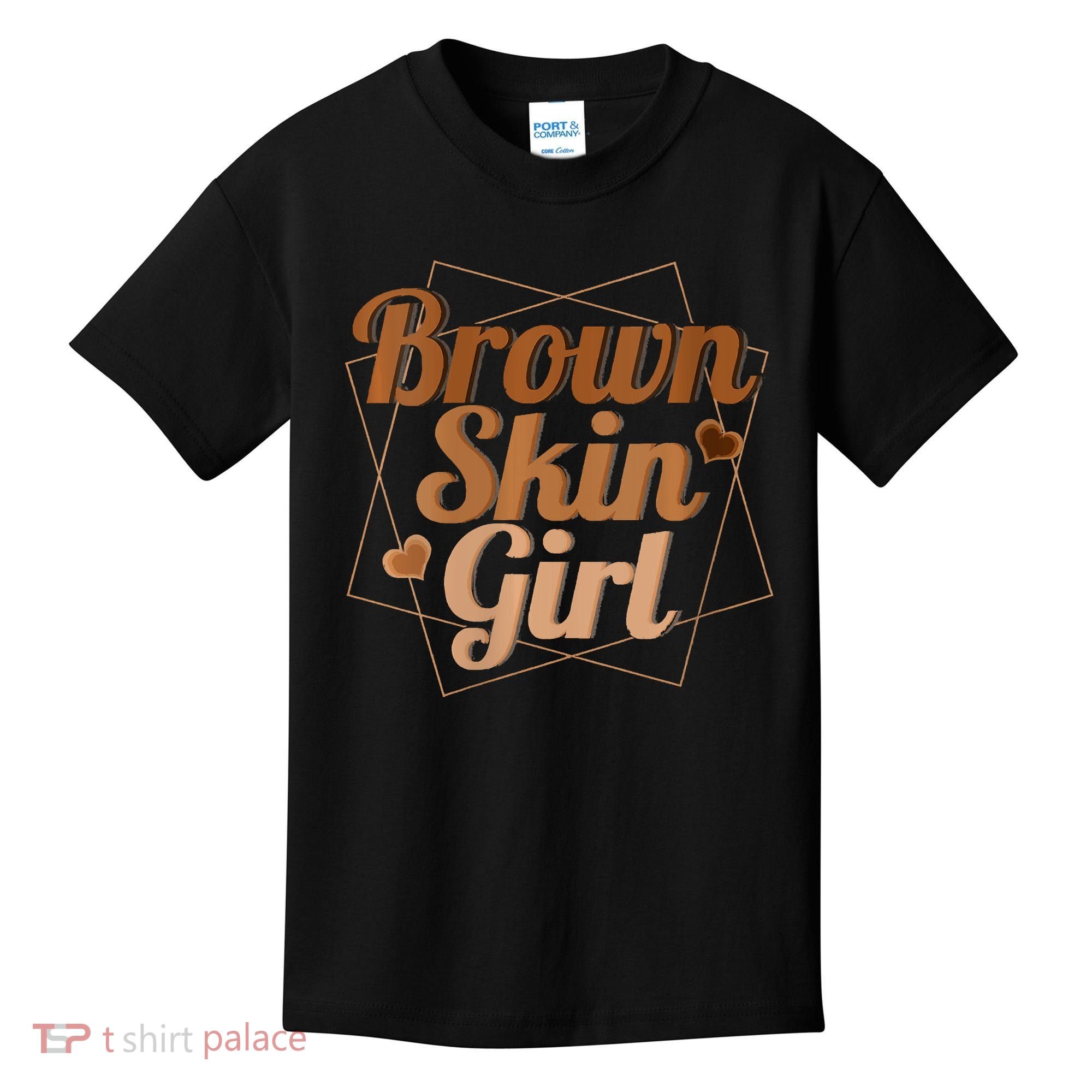 Brown Skin Girl Melanin Black Queen Juneteenth Kids T-Shirt