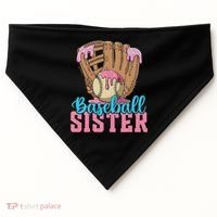 Baseball Sister Game Day Ice Cream Drip Baseball Big Sister USA-Made Doggie Bandana thumb 0