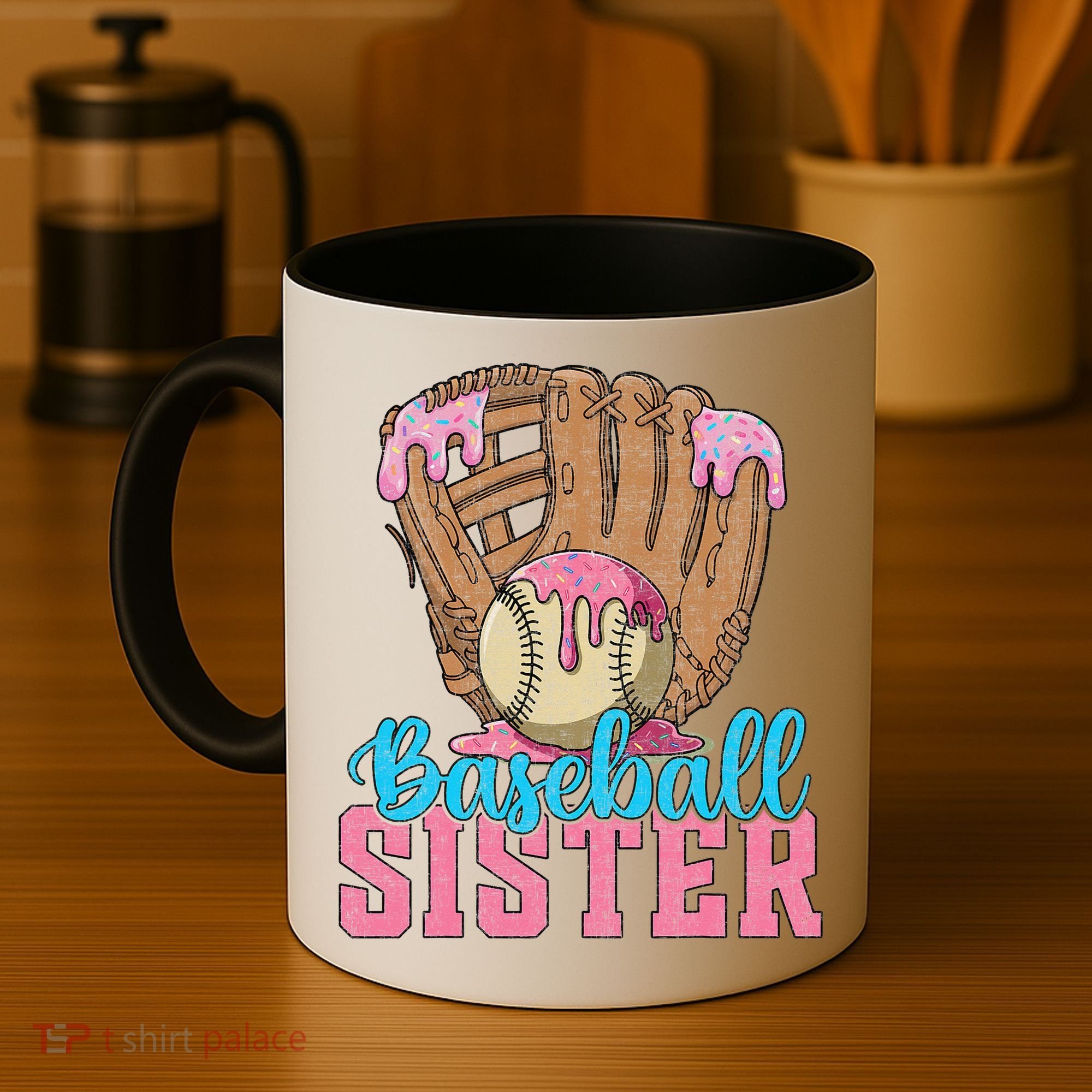 Baseball Sister Game Day Ice Cream Drip Baseball Big Sister Coffee Mug