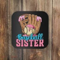 Baseball Sister Game Day Ice Cream Drip Baseball Big Sister Coaster thumb 0