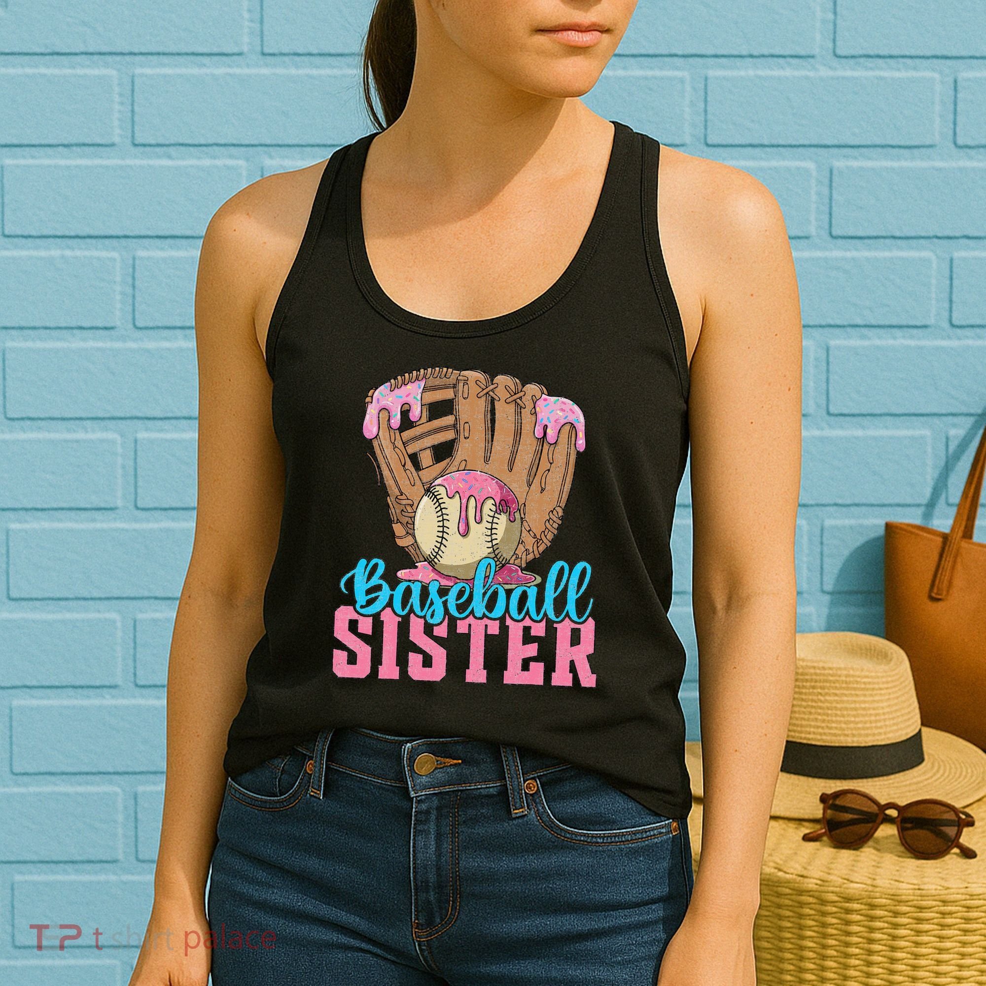Baseball Sister Game Day Ice Cream Drip Baseball Big Sister Women's Tank Top