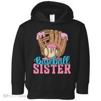 Baseball Sister Game Day Ice Cream Drip Baseball Big Sister Toddler Hoodie thumb 0