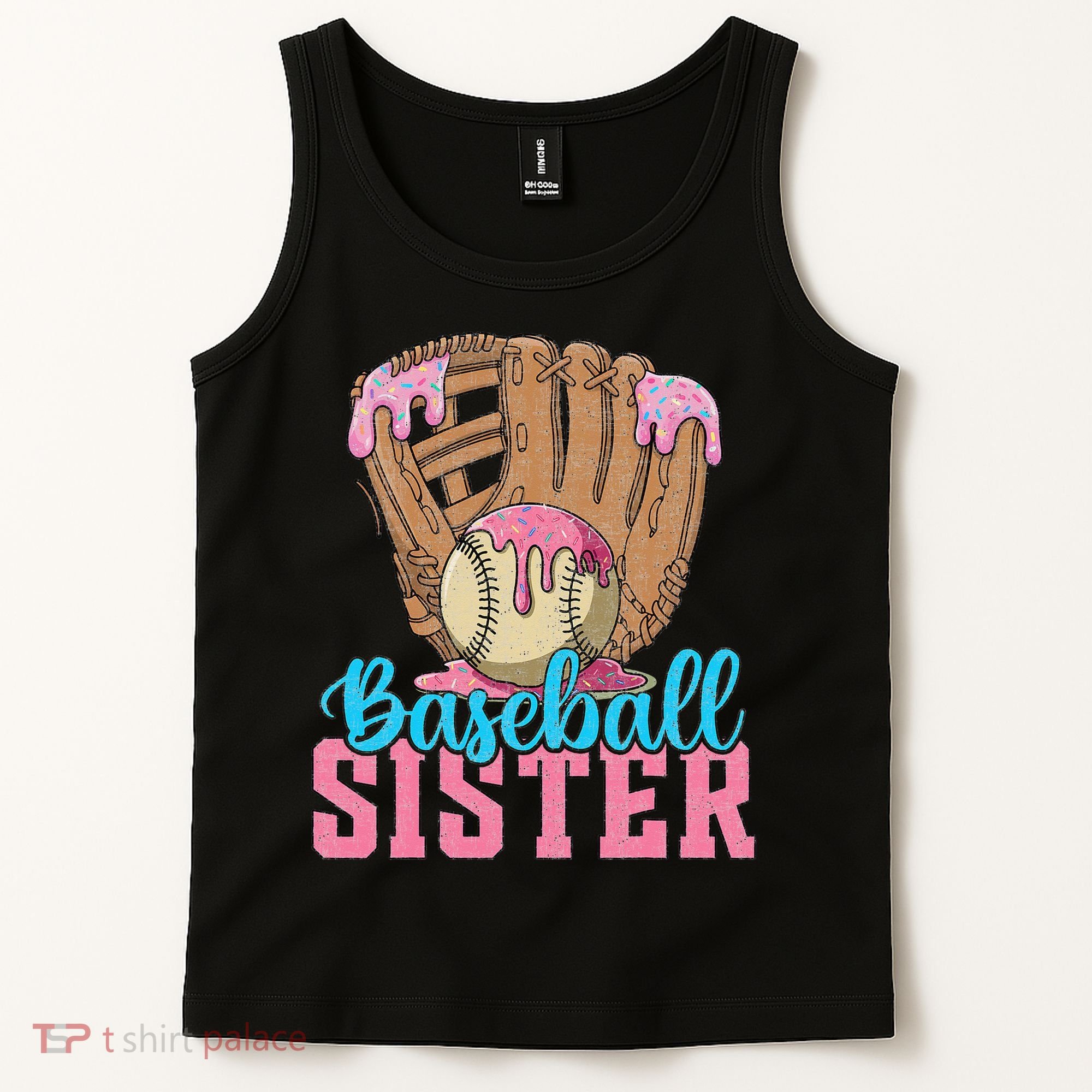 Baseball Sister Game Day Ice Cream Drip Baseball Big Sister Tank Top