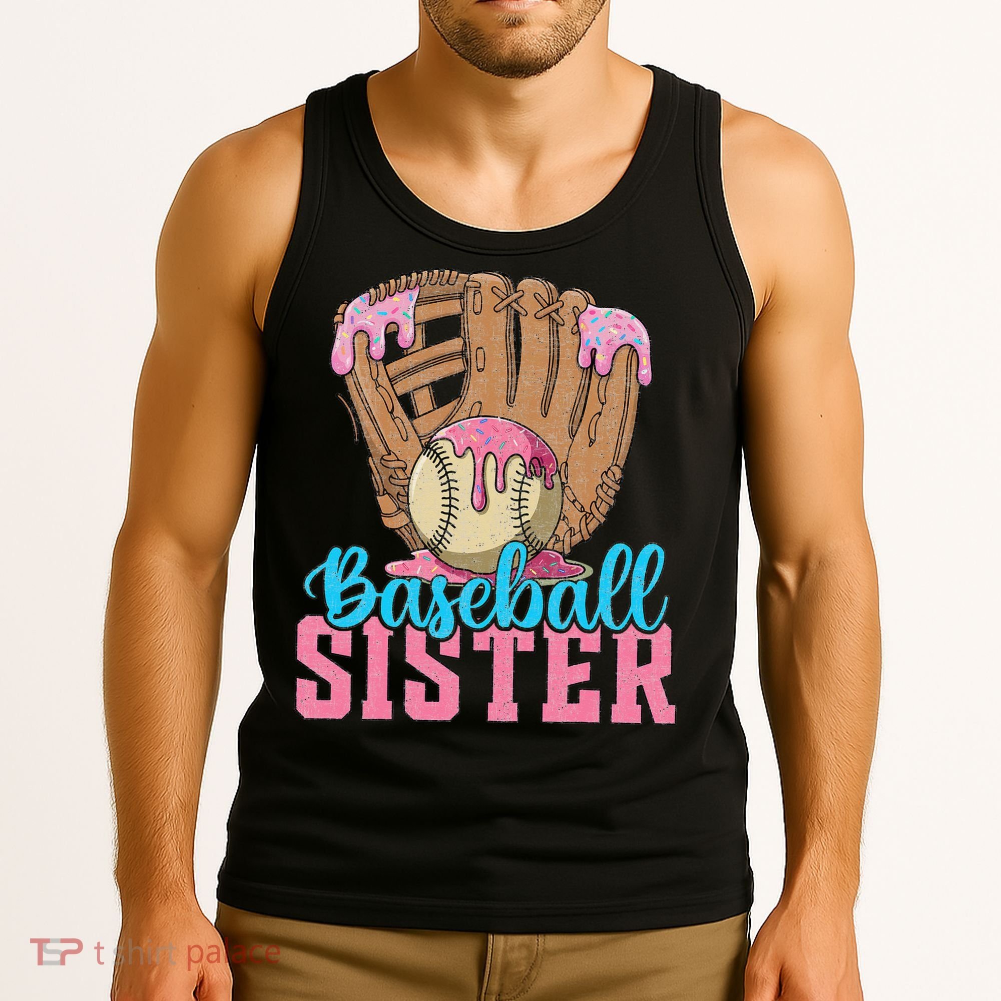 Baseball Sister Game Day Ice Cream Drip Baseball Big Sister Tank Top
