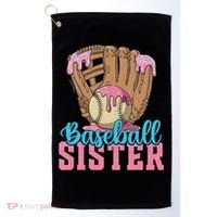 Baseball Sister Game Day Ice Cream Drip Baseball Big Sister Golf Towel thumb 0