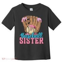 Baseball Sister Game Day Ice Cream Drip Baseball Big Sister Toddler T-Shirt thumb 0