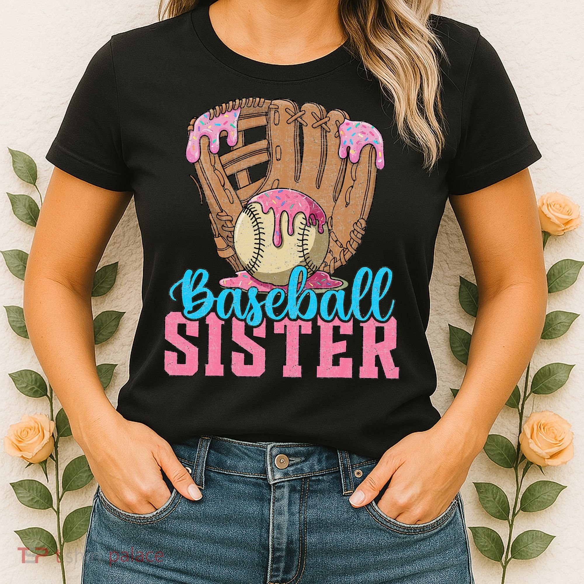 Baseball Sister Game Day Ice Cream Drip Baseball Big Sister Women's T-Shirt
