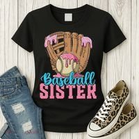 Baseball Sister Game Day Ice Cream Drip Baseball Big Sister Women's T-Shirt thumb 3